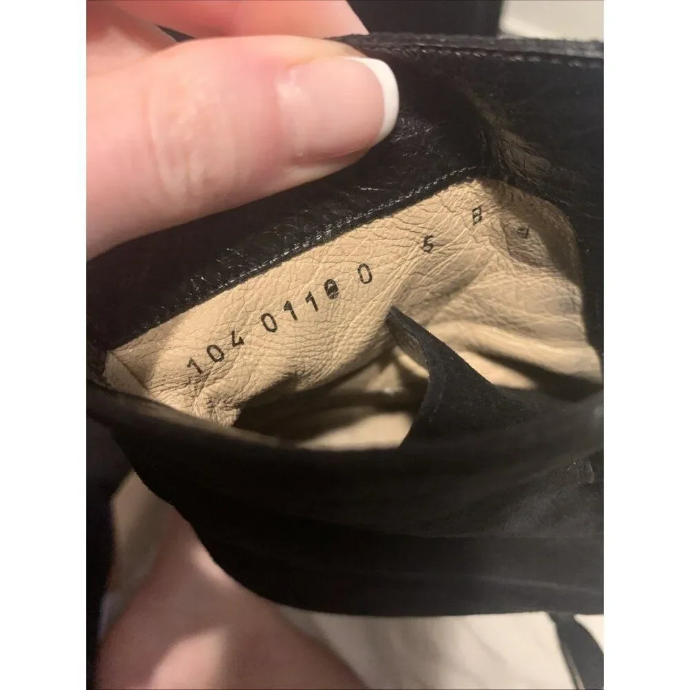 Gucci Authentic Solid Black Genuine Suede Leather Heel Ankle Boots Booties 5